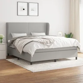 Box spring bed with light gray fabric mattress 180x200 cm by vidaXL, Beds and slatted bases - Ref: Foro24-3127821, Price: 599...