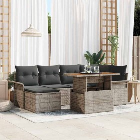 Conjunto de sofá de jardín con cojín 7 pcs Gris