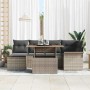 Conjunto de sofá de jardín con cojín 7 pcs Gris