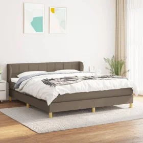 Box spring bed with taupe gray fabric mattress 160x200 cm by vidaXL, Beds and slatted bases - Ref: Foro24-3126817, Price: 512...