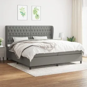 Box spring bed with dark gray fabric mattress 200x200 cm by vidaXL, Beds and slatted bases - Ref: Foro24-3128230, Price: 733,...