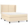 Box spring bed with cream fabric mattress 140x200 cm by vidaXL, Beds and slatted bases - Ref: Foro24-3127890, Price: 497,87 €...