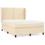 Box spring bed with cream fabric mattress 140x200 cm by vidaXL, Beds and slatted bases - Ref: Foro24-3127890, Price: 485,36 €...