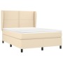 Box spring bed with cream fabric mattress 140x200 cm by vidaXL, Beds and slatted bases - Ref: Foro24-3127890, Price: 497,87 €...