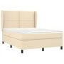 Box spring bed with cream fabric mattress 140x200 cm by vidaXL, Beds and slatted bases - Ref: Foro24-3127890, Price: 485,36 €...