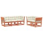 Set de sofás jardín 5 pzas con cojines madera pino marrón cera