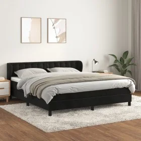 Boxspringbett mit schwarzer Samtmatratze 160x200 cm von vidaXL, Betten und Lattenroste - Ref: Foro24-3127741, Preis: 475,36 €...