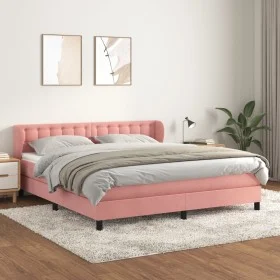 Box spring bed with pink velvet mattress 180x200 cm by vidaXL, Beds and slatted bases - Ref: Foro24-3127750, Price: 500,31 €,...