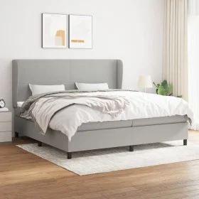 Box spring bed with light gray fabric mattress 200x200 cm by vidaXL, Beds and slatted bases - Ref: Foro24-3127829, Price: 704...