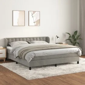 Box spring bed with light gray velvet mattress 160x200 cm by vidaXL, Beds and slatted bases - Ref: Foro24-3127739, Price: 502...