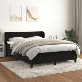 Box spring bed with black velvet mattress 140x200 cm by vidaXL, Beds and slatted bases - Ref: Foro24-3127555, Price: 399,28 €...