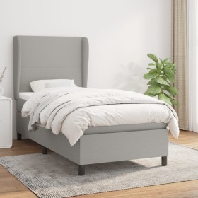 Box spring bed with light gray fabric mattress 90x200 cm by vidaXL, Beds and slatted bases - Ref: Foro24-3127773, Price: 361,...