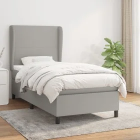 Box spring bed with light gray fabric mattress 100x200 cm by vidaXL, Beds and slatted bases - Ref: Foro24-3127781, Price: 351...