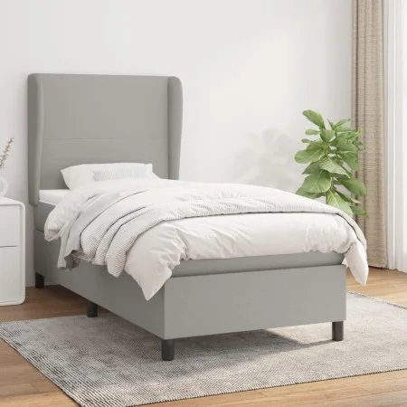 Box spring bed with light gray fabric mattress 100x200 cm by vidaXL, Beds and slatted bases - Ref: Foro24-3127781, Price: 351...