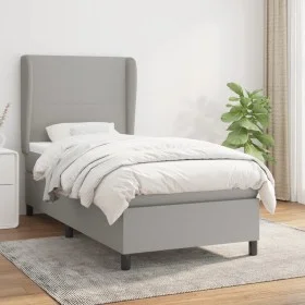 Box spring bed with light gray fabric mattress 90x190 cm by vidaXL, Beds and slatted bases - Ref: Foro24-3127765, Price: 326,...