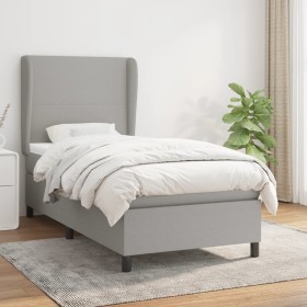 Cama box spring con colchón tela gris claro 90x190 cm de vidaXL, Camas y somieres - Ref: Foro24-3127765, Precio: 332,34 €, De...