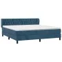 Box spring bed with dark blue velvet mattress 160x200 cm by vidaXL, Beds and slatted bases - Ref: Foro24-3127683, Price: 495,...