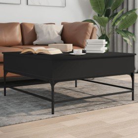 Mesa de centro madera de ingeniería y metal negro 95x95x45 cm