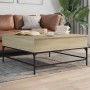 Mesa de centro madera ingeniería metal roble Sonoma 95x95x45 cm
