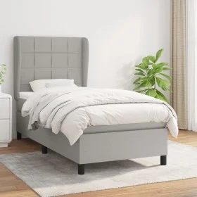 Box spring bed with light gray fabric mattress 90x190 cm by vidaXL, Beds and slatted bases - Ref: Foro24-3127925, Price: 327,...