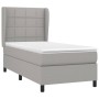 Cama box spring con colchón tela gris claro 90x190 cm