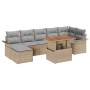 Conjunto de sofá de jardín con cojín 8 pcs beige y gris claro