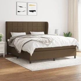 Box spring bed with dark brown fabric mattress 180x200 cm by vidaXL, Beds and slatted bases - Ref: Foro24-3127984, Price: 612...