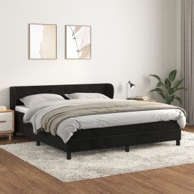 Cama box spring con colchón terciopelo negro 180x200 cm