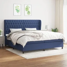 Box spring bed with blue fabric mattress 200x200 cm by vidaXL, Beds and slatted bases - Ref: Foro24-3128235, Price: 770,29 €,...