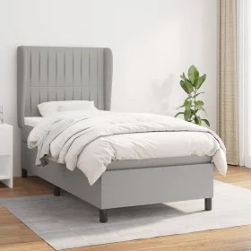 Box spring bed with light gray fabric mattress 90x190 cm by vidaXL, Beds and slatted bases - Ref: Foro24-3128085, Price: 322,...