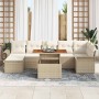 Conjunto de sofá de jardín con cojín 8 pcs beige y crema