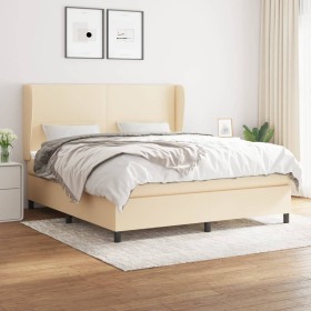 Cama box spring con colchón tela color crema 160x200 cm de vidaXL, Camas y somieres - Ref: Foro24-3127818, Precio: 597,53 €, ...