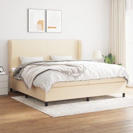 Box spring bed with cream fabric mattress 200x200 cm by vidaXL, Beds and slatted bases - Ref: Foro24-3127834, Price: 630,33 €...
