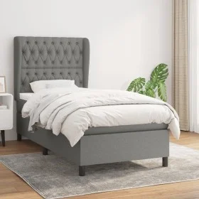 Box spring bed with dark gray fabric mattress 90x200 cm by vidaXL, Beds and slatted bases - Ref: Foro24-3128174, Price: 382,8...