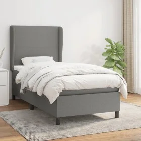 Box spring bed with dark gray fabric mattress 90x200 cm by vidaXL, Beds and slatted bases - Ref: Foro24-3127774, Price: 372,6...
