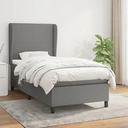 Box spring bed with dark gray fabric mattress 90x200 cm by vidaXL, Beds and slatted bases - Ref: Foro24-3127774, Price: 372,4...