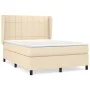 Box spring bed with cream fabric mattress 140x200 cm by vidaXL, Beds and slatted bases - Ref: Foro24-3127970, Price: 500,99 €...