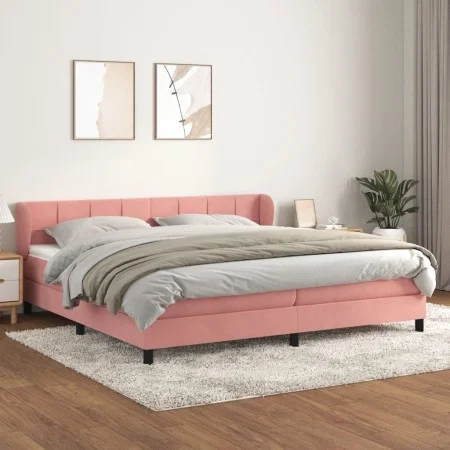 Box spring bed with pink velvet mattress 200x200 cm by vidaXL, Beds and slatted bases - Ref: Foro24-3127516, Price: 541,03 €,...