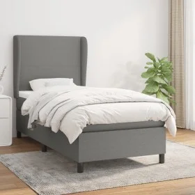 Box spring bed with dark gray fabric mattress 100x200 cm by vidaXL, Beds and slatted bases - Ref: Foro24-3127782, Price: 376,...
