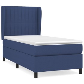 Box spring bed with blue fabric mattress 90x200 cm by vidaXL, Beds and slatted bases - Ref: Foro24-3128099, Price: 352,78 €, ...