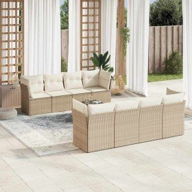Set de sofás de jardín 9 pzas con cojines ratán sintético beige en Conjuntos de jardín | Comprar online en Foro24