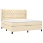 Box spring bed with cream fabric mattress 160x200 cm by vidaXL, Beds and slatted bases - Ref: Foro24-3128218, Price: 624,18 €...