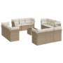 Set sofás de jardín con cojines 13 pzas ratán sintético beige