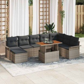 Conjunto de sofá de jardín con cojín 9 pcs Gris
