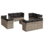 Set sofás de jardín con cojines 13 piezas ratán sintético gris