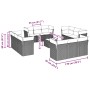 Set sofás de jardín con cojines 13 piezas ratán sintético gris