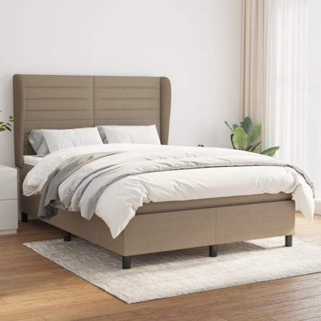 Box spring bed with taupe gray fabric mattress 140x200 cm by vidaXL, Beds and slatted bases - Ref: Foro24-3128049, Price: 563...