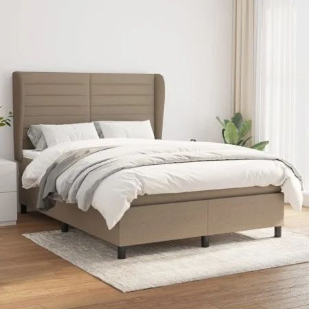 Box spring bed with taupe gray fabric mattress 140x200 cm by vidaXL, Beds and slatted bases - Ref: Foro24-3128049, Price: 549...