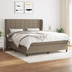 Box spring bed with taupe gray fabric mattress 160x200 cm by vidaXL, Beds and slatted bases - Ref: Foro24-3127977, Price: 608...