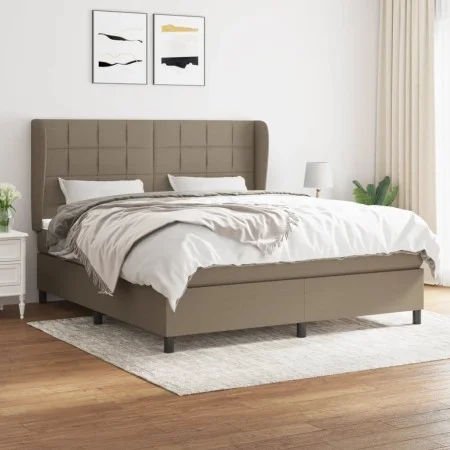 Box spring bed with taupe gray fabric mattress 160x200 cm by vidaXL, Beds and slatted bases - Ref: Foro24-3127977, Price: 597...